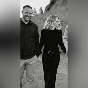 Zara Long Black Dress High Neck XS